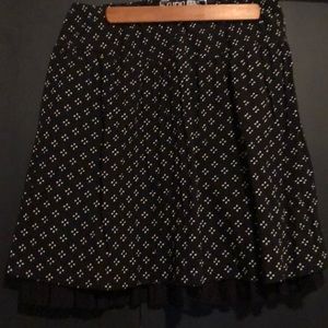 Black with White Polk-a-dot Knee Length Skirt